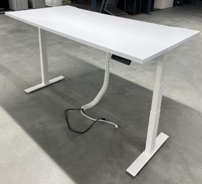 6'x30" White Scalloped Height Adjustable Table - Used