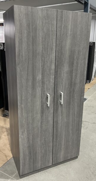 Grey Woodgrain Laminate 30"W x 20"D x 67"H 2-Door Storage Cabinet - Used
