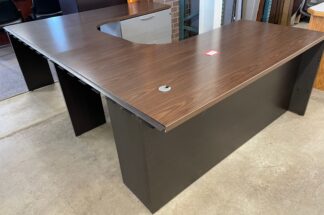 Walnut 66"x96" U-Shape Desk Set w/ Drawer Pedestal & 2-Drawer Lateral File - Used