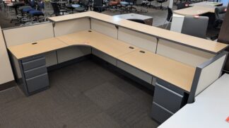 HON Maple/Charcoal L-Shape Reception Desk - Used