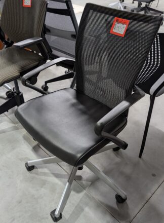 Haworth X99 Black Leather Ergonomic Conference Chair - Used