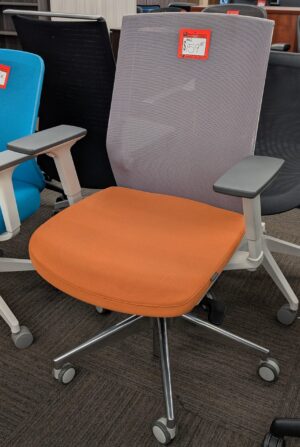AMQ Orange/White Task Chair w/ Chrome Base - Used