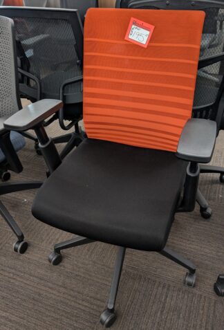 Black Fabric Seat Orange Pattern Fabric Back Task Chair - New