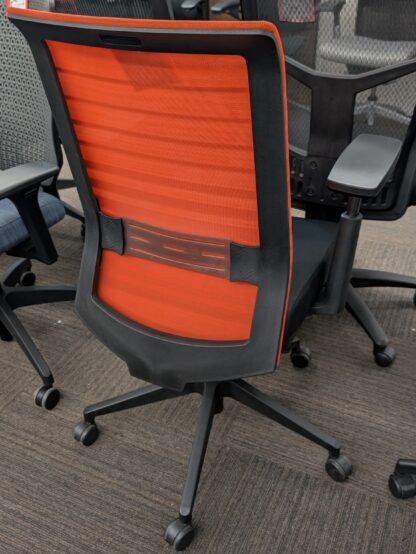 Black Fabric Seat Orange Pattern Fabric Back Task Chair - New - Image 2