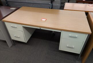 Oak Laminate Steel 30"x60" Double Ped Desk - Used