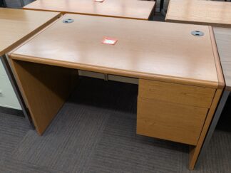 HON Medium Oak 4'x30" Single Pedestal Desk - Used