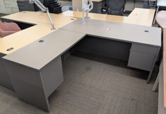HON Grey/Charcoal 6'x7' L-Shape Desk Set (Left Return) - Used