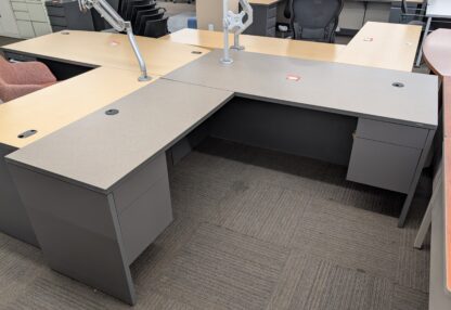 HON Grey/Charcoal 6'x7' L-Shape Desk Set (Left Return) - Used