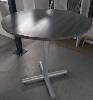 Grey Laminate 3' Round Table w/ Bar Height Silver Base - Used