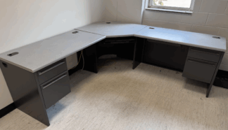 Charcoal / Grey Speckle Corner Desk w/ 2 Returns - Used