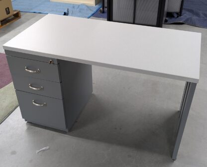 Steelcase Single Ped 4'x2' Grey Steel Desk - Used