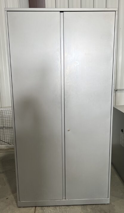 7'H Silver 4-Shelf Storage Cabinet - Used
