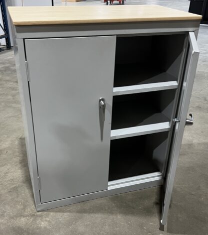Gray 2-Door Storage Cabinet w/ Maple Top - Used - Image 2
