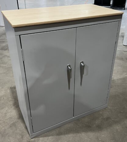 Gray 2-Door Storage Cabinet w/ Maple Top - Used