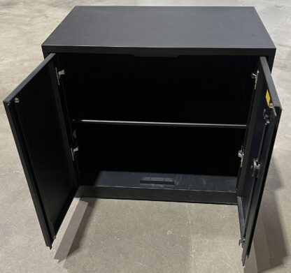 Steelcase Black 2-Door Storage Cabinet w/ 1 Shelf - Used - Image 2