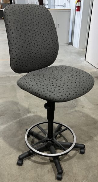 Hon Patterned Gray Fabric Stool - Used