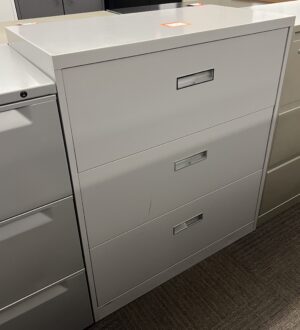 41.5"H Steelcase Gray 3-Drawer Lateral File - Used