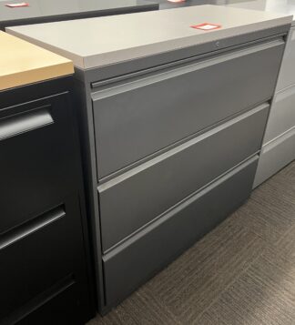 Charcoal 3-Drawer Lateral File w/ Gray Speckle Top - Used
