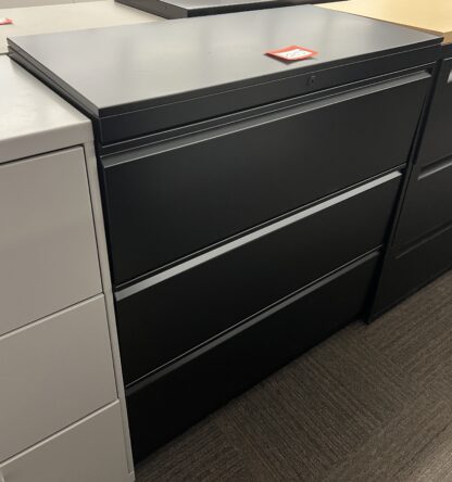 3'W x 18"D Black 3-Drawer Lateral File - Used