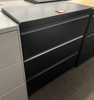 3'W x 18"D Black 3-Drawer Lateral File - Used