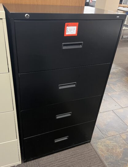 30"W Black 4-Drawer Lateral File - Used