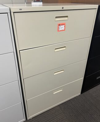 Hon 53"H Putty 4-Drawer Lateral File - Used