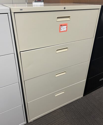 Hon 53"H Putty 4-Drawer Lateral File - Used