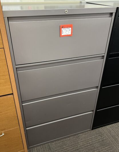 Steelcase 30"W Silver 4-Drawer Lateral File - Used