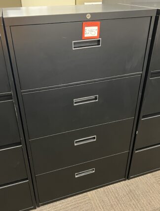 2.5'W Black 4-Drawer Lateral File - Used