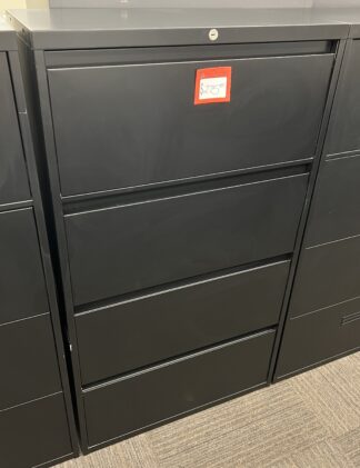 52.5"H Black 4-Drawer Lateral File - Used