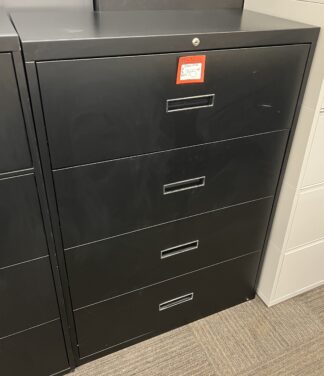 Steelcase 3'W Black 4-Drawer Lateral File - Used
