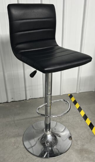Black Vinyl Bar Stool w/ Chrome Base - Used