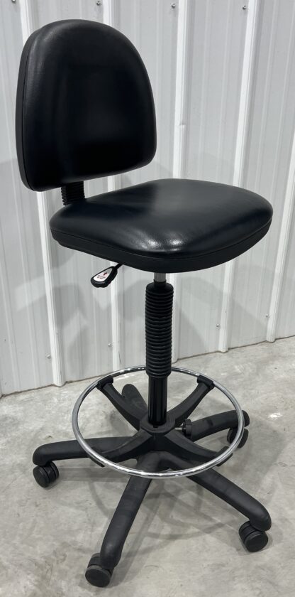 Black Vinyl Padded Drafting Stool - Used