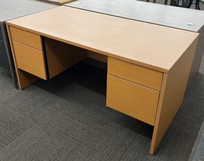 30"x60" Bourbon Cherry Double Ped Desk - Used