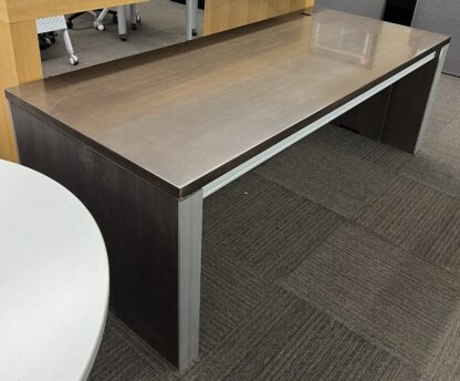 3'x86" Walnut Veneer Executive Table Desk - Used - Image 2
