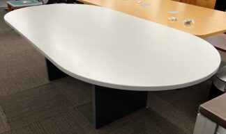 8'x4' Gray Laminate Oval Conference Table w/ Charcoal Slab Base - Used