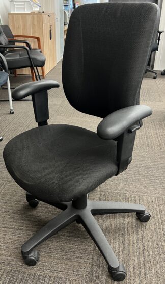 All-Black Fabric Task Chair w/ Thicker Arms - Used