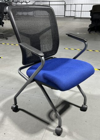 Blue Fabric w/ Black Mesh Back Nesting Chair - Used