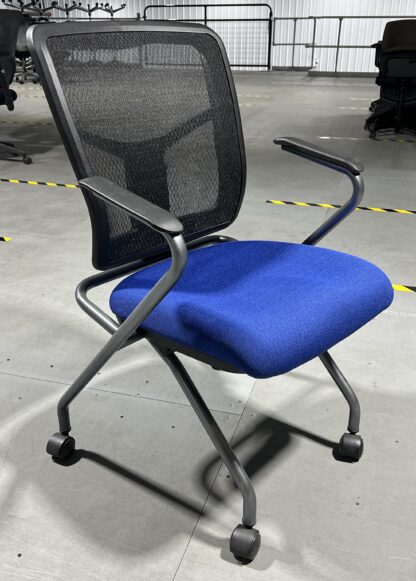 Blue Fabric w/ Black Mesh Back Nesting Chair - Used