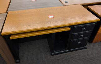 Medium Oak / Black 58"x25" Desk with Storage & Keyboard Tray - New Surplus