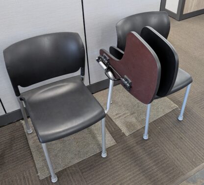 Black Plastic Foldable Tablet Arm Student Chair - Used - Image 2