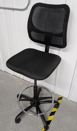 Black Fabric Mesh Back Armless Stool - Used