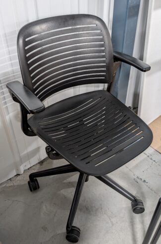 Black Plastic Louvered Arm Chair - Used
