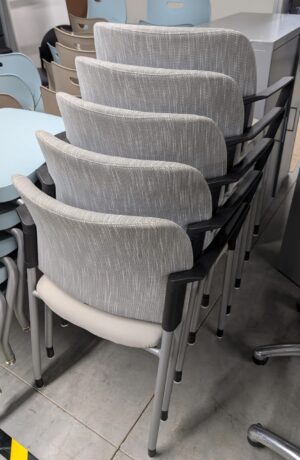 Alternative view of Allsteel Grey Vinyl Seat Grey Fabric Back Stack Chairs w/ Arms - Used