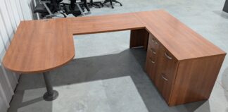 Cherry 8'x5' Peninsula U-Shape Desk Set - Used
