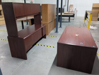Mahogany Desk Set w/ Buffet Credenza & Hutch - Used