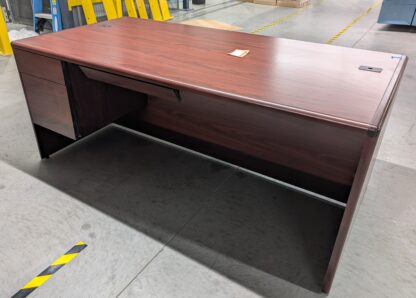 Mahogany Desk Set w/ Buffet Credenza & Hutch - Used - Image 2