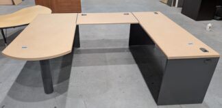 HON Taupe/Charcoal 6'x8' U-Shape Desk Set w/ Pedestal - Used