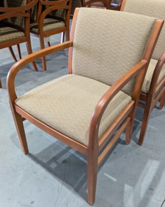 Cherry Frame Beige Fabric Guest Chair - Used