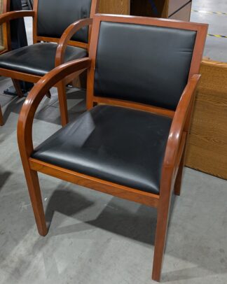 Cherry Frame Black Vinyl Guest Chair - Used